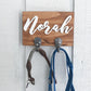 Leash holder with the name "Norah" with two hooks in slate finish